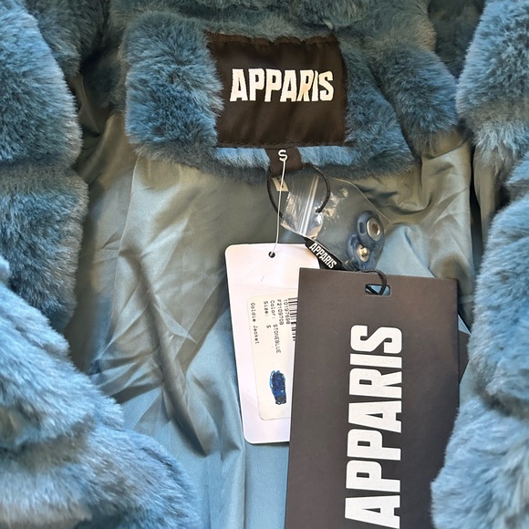 Apparis Faux Fur Blue Coat - Picture 2 of 4